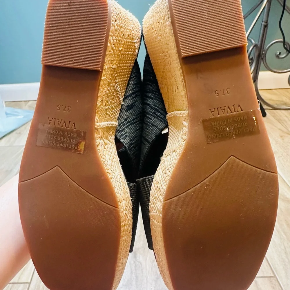 VIVAIA Square-Toe Wedge Sandals (Laura) sDark Olive Marbled Size 37.5/US 6.5 NEW